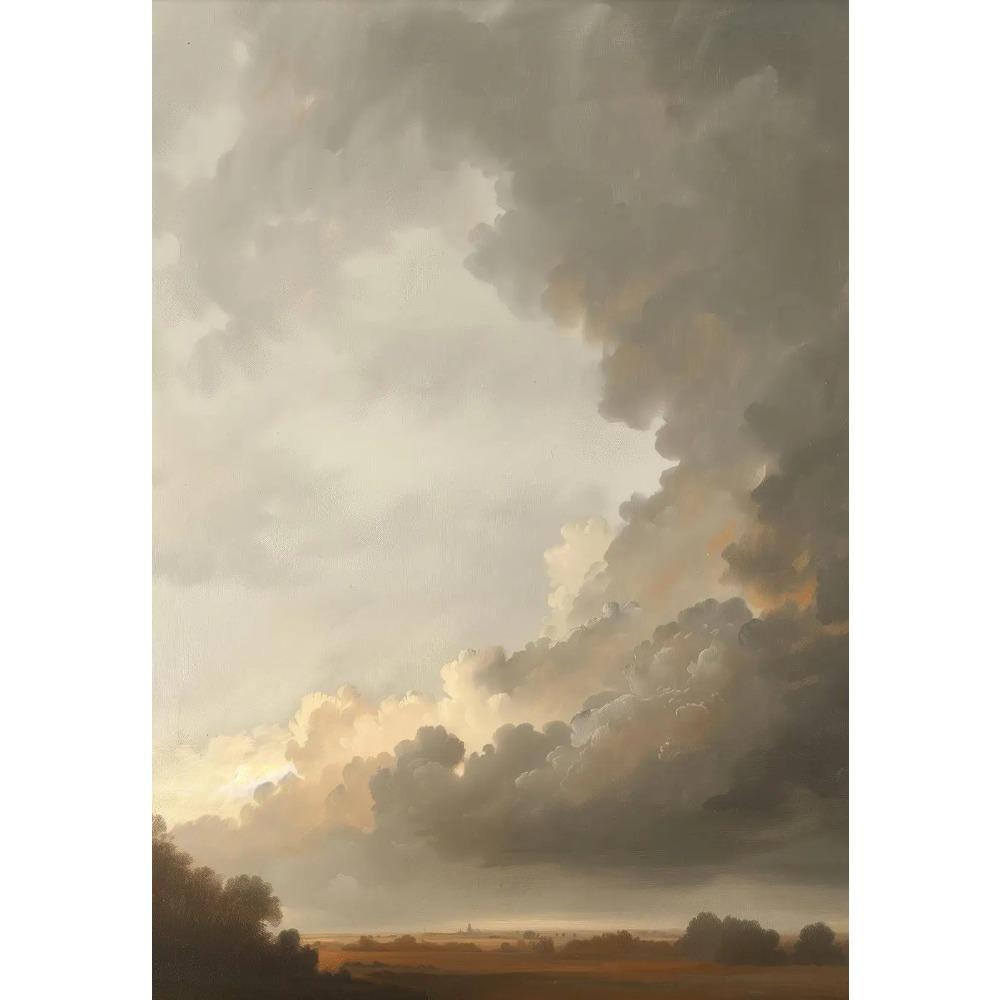 Vintage Cloud Landscape Art Posters Moody Sky Forest Plants Modern Prints Canvas Painting Wall Pictures Home Living Room Decor