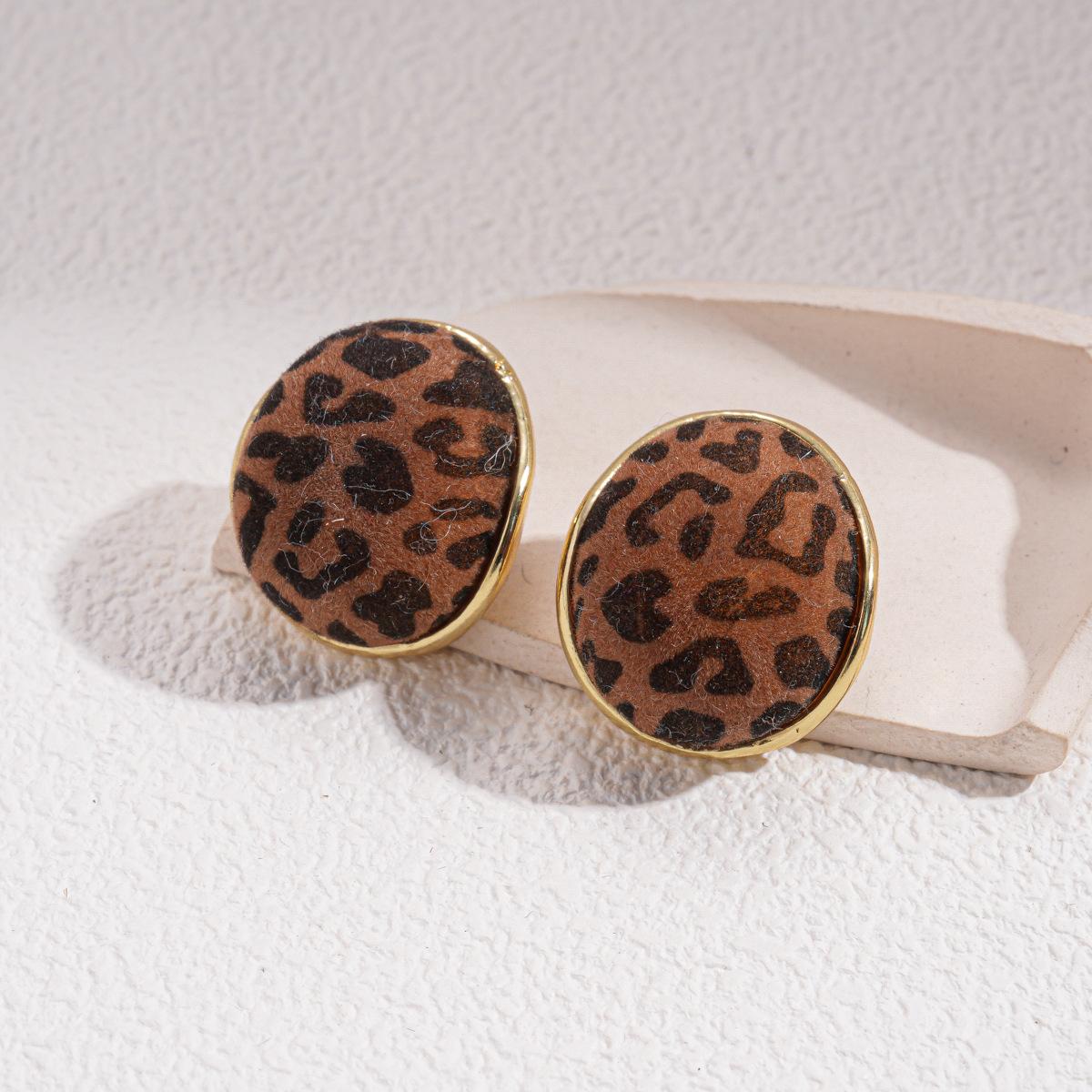 Осенне-зимние фликовые геометрические круглые серьги-гвоздики с принтом леопарда, серьги-капли воды, U-образные серьги, серьги в стиле Мальяр