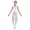 Girls Sleeveless Mesh Straps Color Contrast Leotard Dress for Lyrical Contemporary Dance Performance