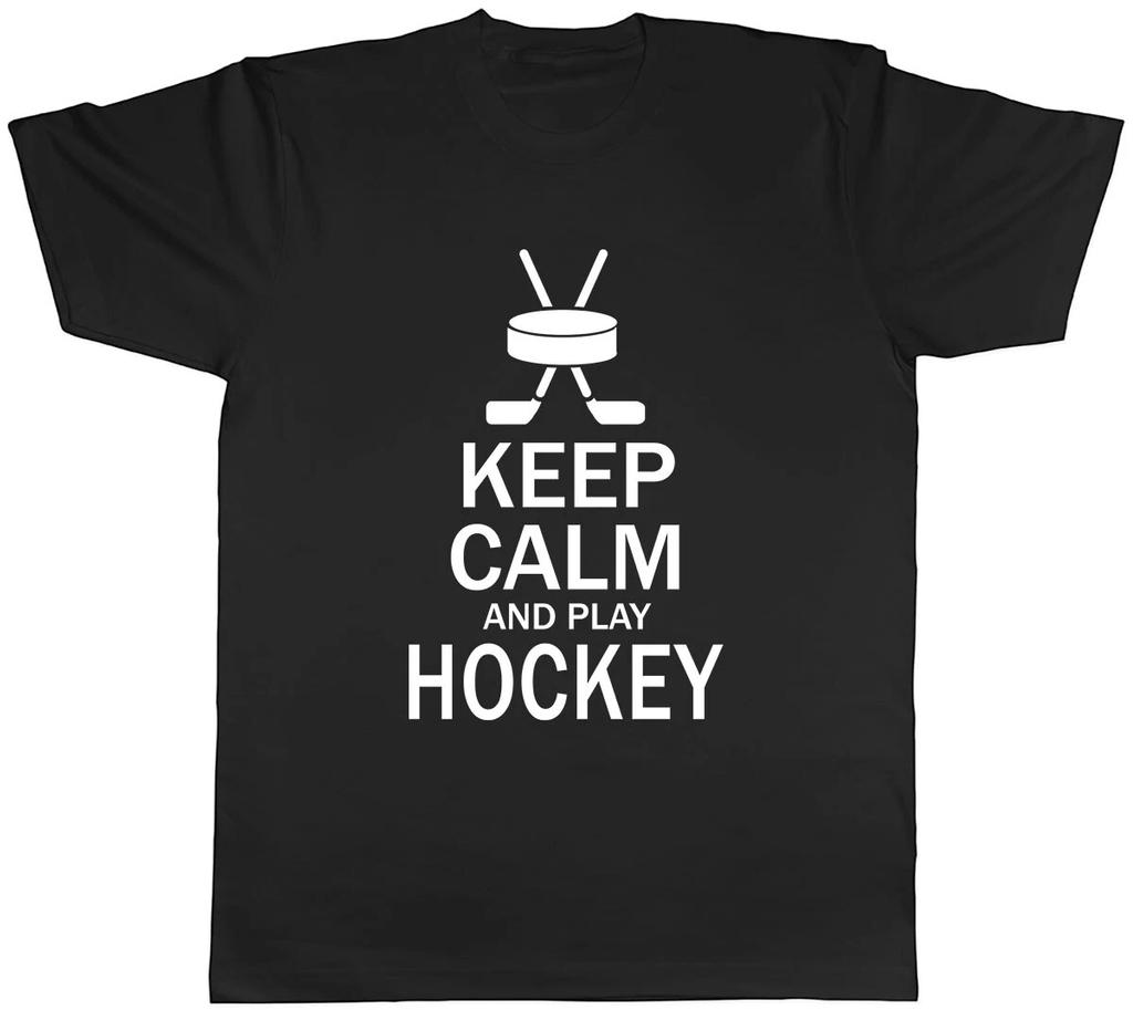 Keep Calm and Play Hockey Mens Unisex T-Shirt Tee