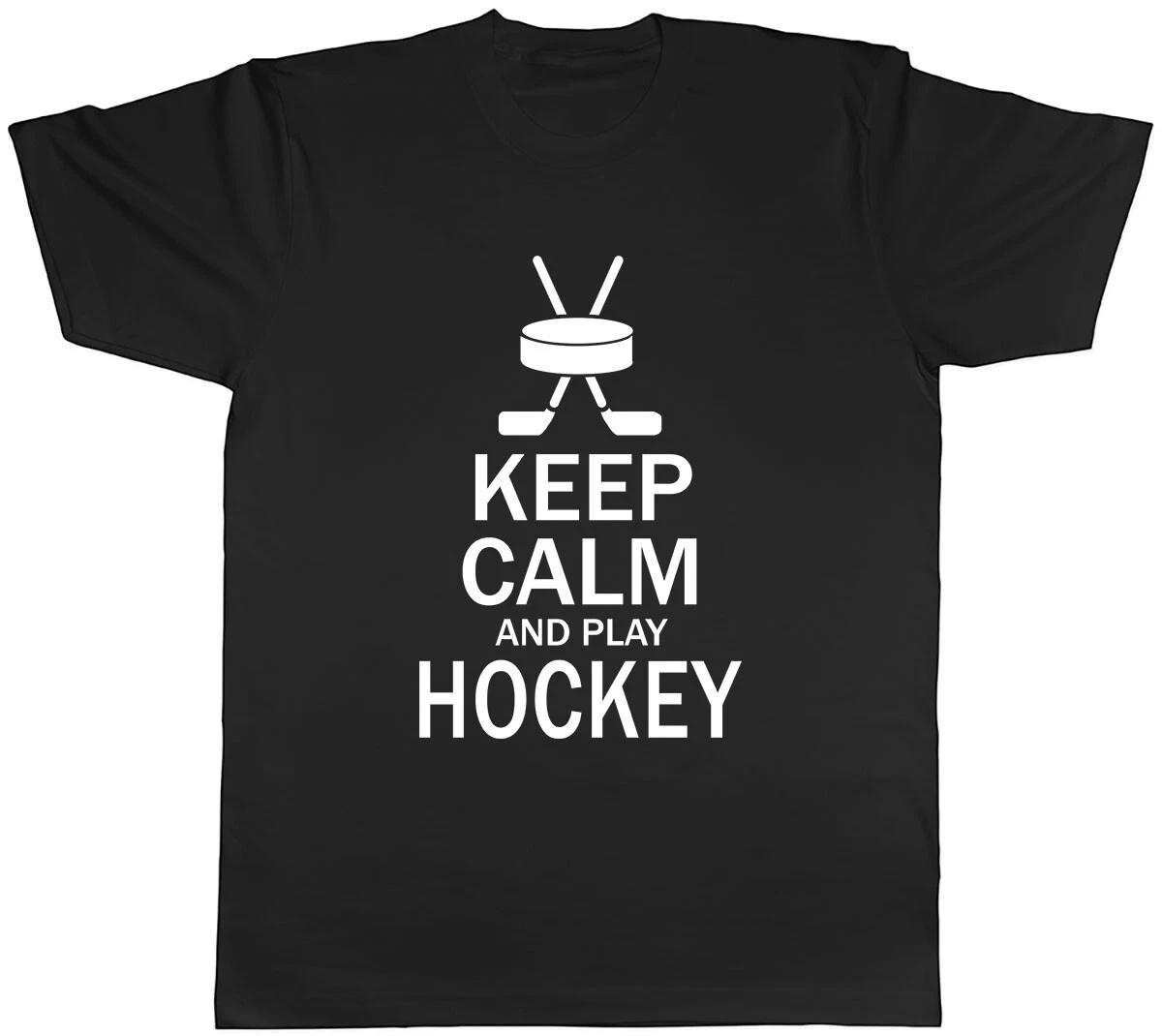 Keep Calm and Play Hockey Mens Unisex T-Shirt Tee XXXXL