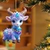 1Pcs 2D  Acrylic Sheep Car Rearview Mirror Pendant Charm Christmas New Year Hanging Decoration