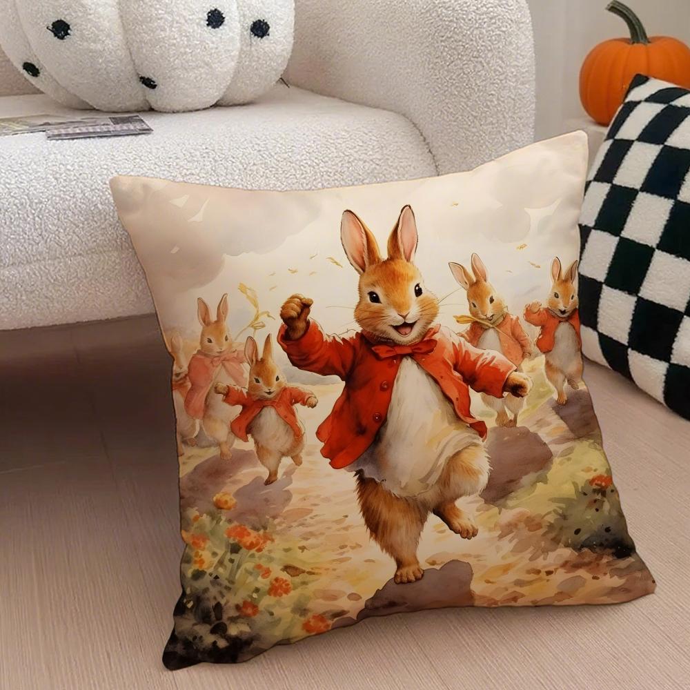 Classic Cute British PPeter Rabbit Cushion Cover Throw Pillow Cover Hidden Button Durable Polyester Chair Cushion