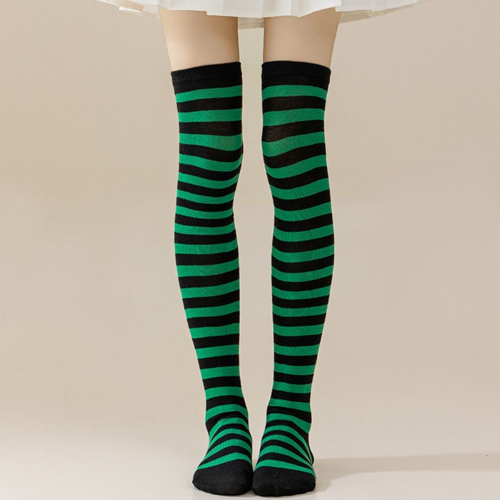 Absorb Sweat Colorful Striped Stockings Keep Warm Knee Thigh High Socks  Fashion Show