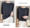 Classic Women's Cable Knit Sweater - Autumn Round Neck with Slimming Five-Sleeve Design