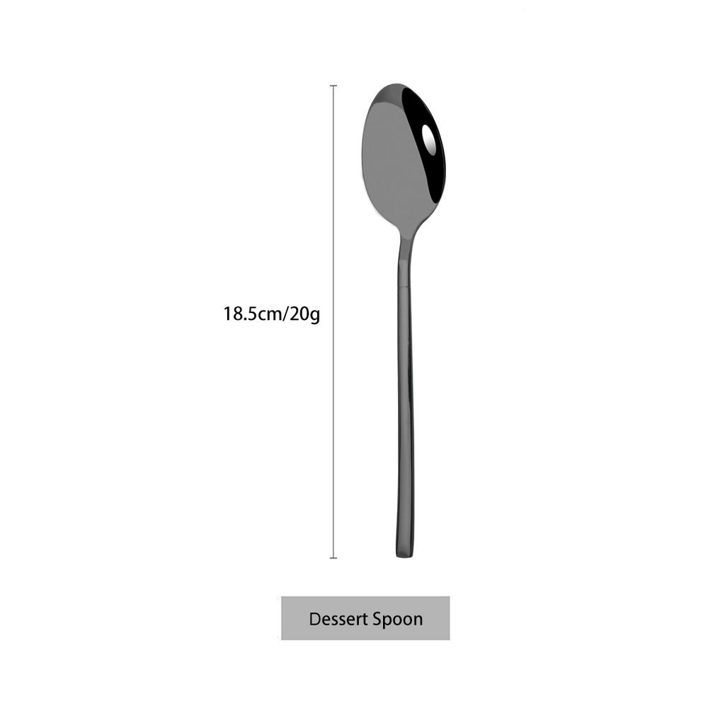 Stainless Steel Cutlery Set Mirror Black Dinnerware Set Knife Dessert Fork Coffee Tea Spoon Tableware Western Kitchen Flatware