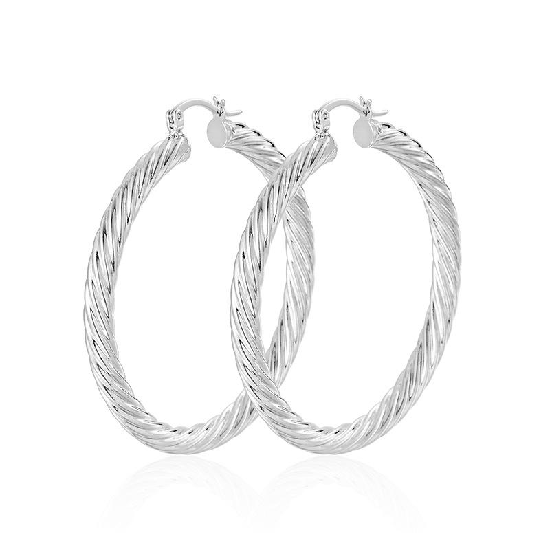 Twisted Cable Large Gold & Silver Hoop Earrings - European Style, Fashionable for Women