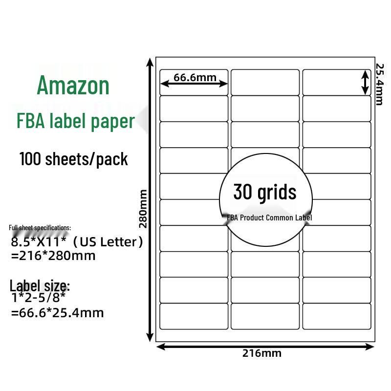 FBA Self-Adhesive Label Paper, 30 Grids, 6 Grids, 40UP44, 212427 Grids.