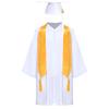 Unisex Kids Graduation Gown Set V Neck Long Sleeve Front Zipper Robe Academic Hat Stole Tassel Ceremony Outfit