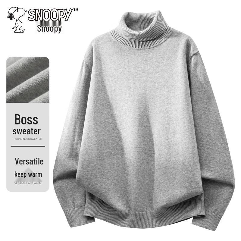 Snoopy Men's Solid Turtleneck Knit Sweater