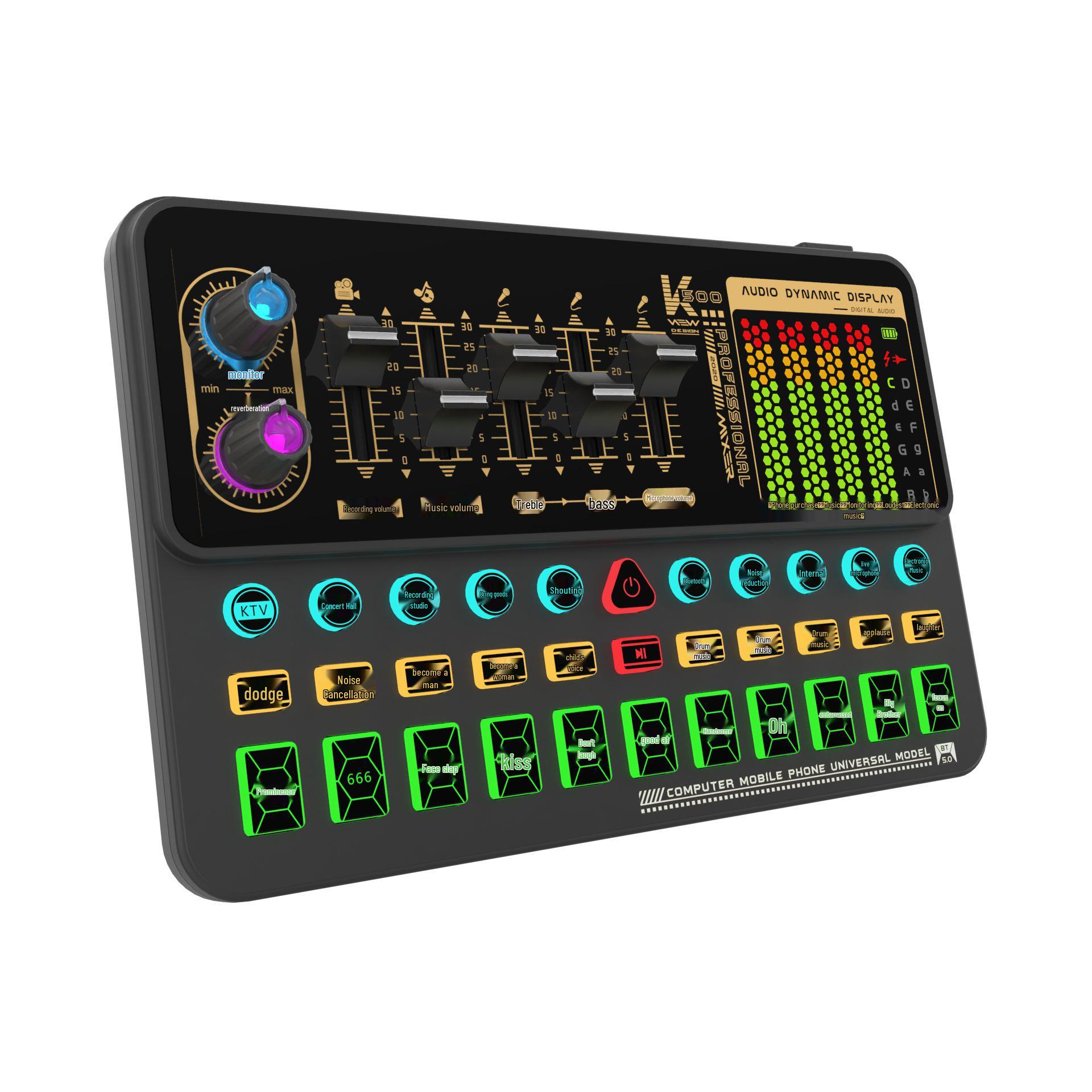 

SK500 Multi-function Digital Mixer & Sound Card: Bilingual (Chinese & English) for Cross-Border E-commerce and Live Broadcasting. English Version чорний