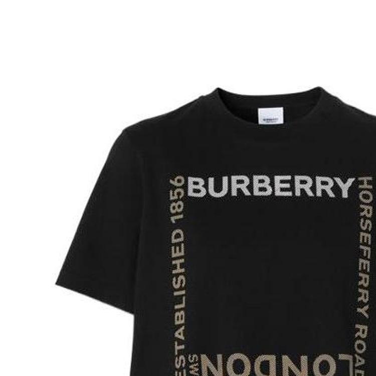 Burberry FW22 Letter Print Crew Neck Straight Fit Short Sleeved T Shirt Women's Black 80560481