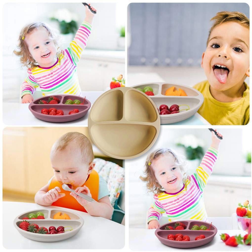 Silicone Divided Kitchen Dining Storage Plate Infant Dinnerware Toddlers Adults Washable Reusable Eating Training Dish