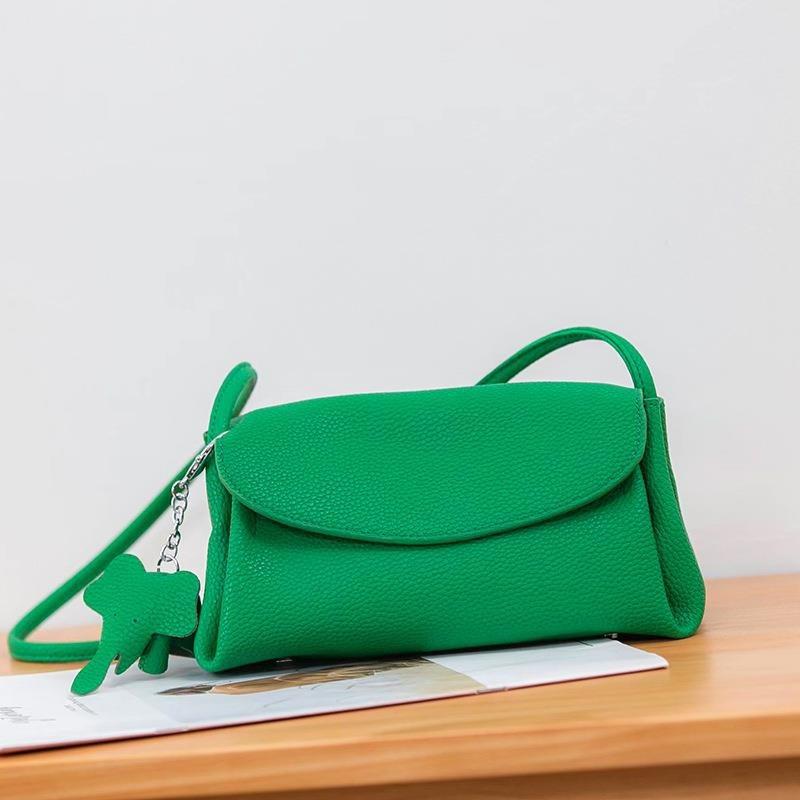 

OEM кожаная наплечная маленькая сумка-саквояж с рисунком личи, нишевый дизайн, ретро сумка-мессенджер, сумка-подушка плюс Size on demand зелёный