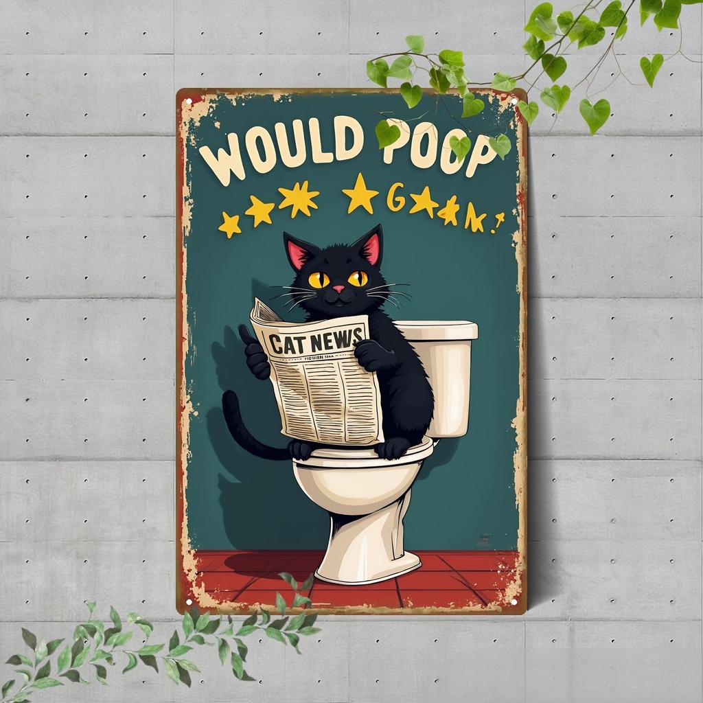 Vintage Metal Sign Funny Animal Bathroom Wall Decor Home Art Tin Plate