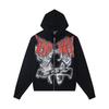 Cross-border trendy brand MIXED & EMOTION ironed diamond letter pattern pullover hooded sweater men's and women's cardigan jacket