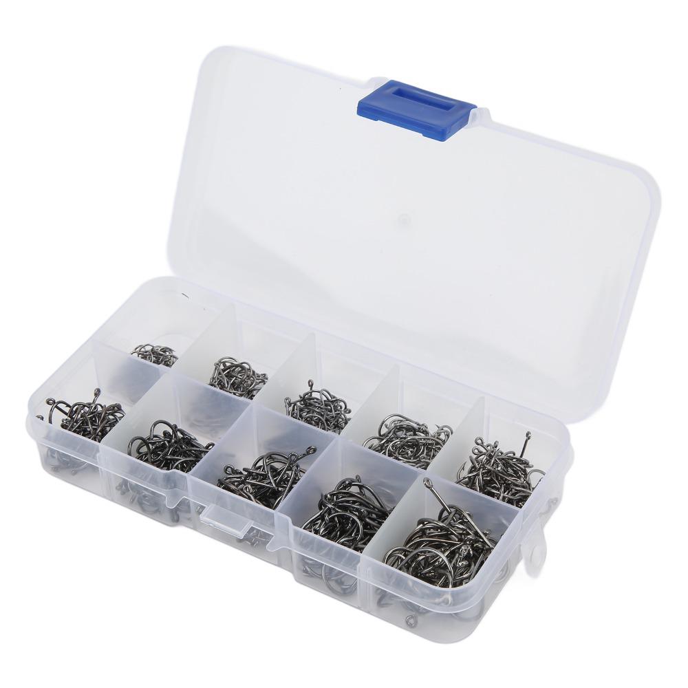 500PCS 10 Sizes Carp Fishing Hooks High Carbon Steel Fly Fishing Hooks  Trout Fishing