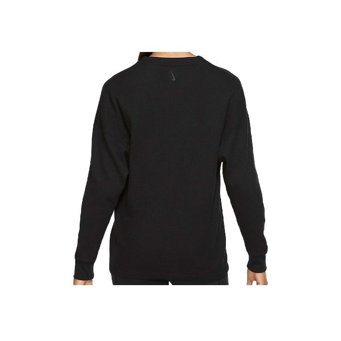 Nike Waffle-Knit V-Neck Comfortable Casual Pullover Sweater Women Tops Black CV9906-010