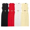 Za Export New Arrival Women's Clothing ZR Fashion Style with Belt Crepe Sleeveless round Neck Midi Skirt Dress 3897054
