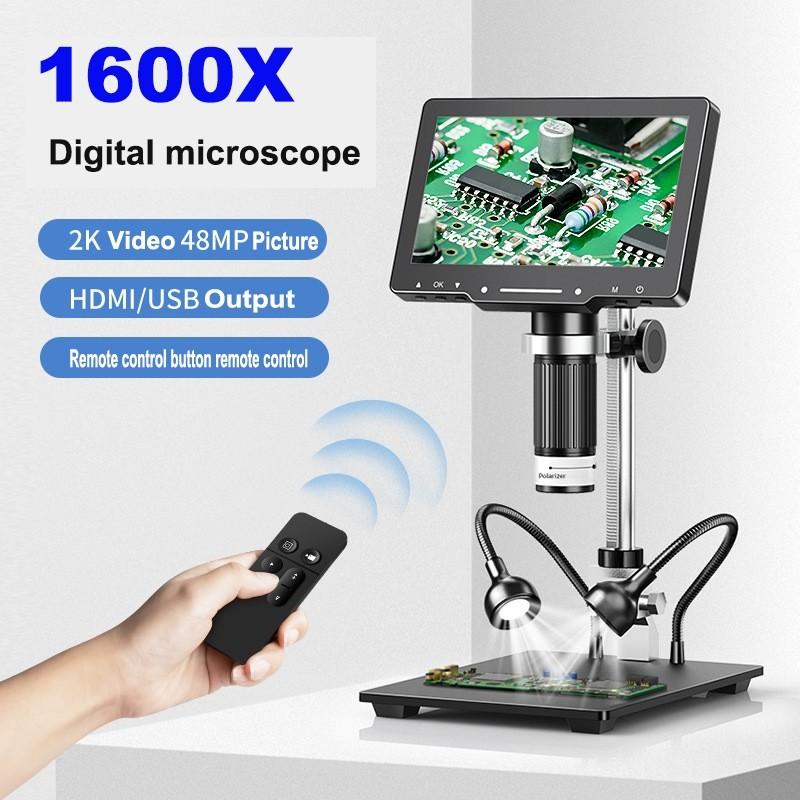 

7-дюймовый IPS 4K цифровой электронный микроскоп 1600X регулируемая лупа для ремонта 1080P профессиональный сварочный инструмент