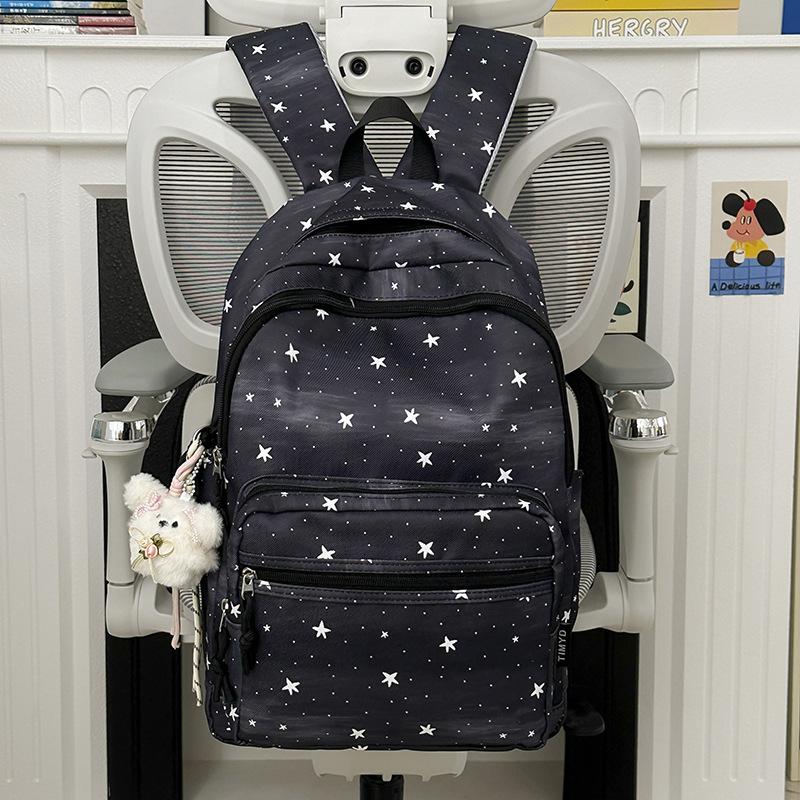 Schoolbag, Japanese Style INS Cartoon Star Backpack for Women, Large Capacity Collegiate Style Student Backpack, Cute Fashionable and Personalized