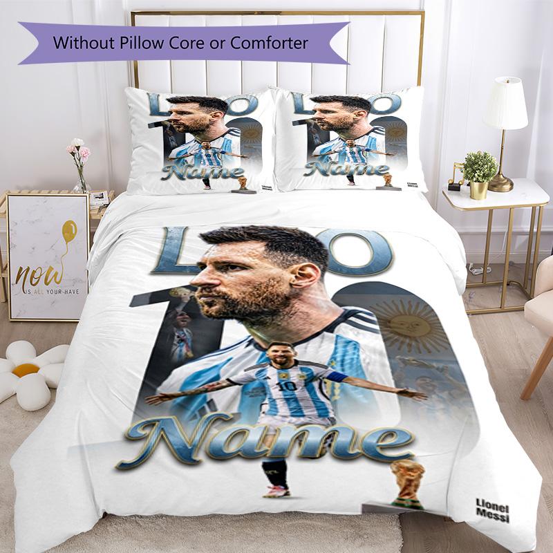 Messi Lionel Messi Legend Personalized Name Bedding Set,Soft Touch Bed Linen for Kids Bedroom Decor,Perfect Holiday Gift,Machine Washable Duvet Cover