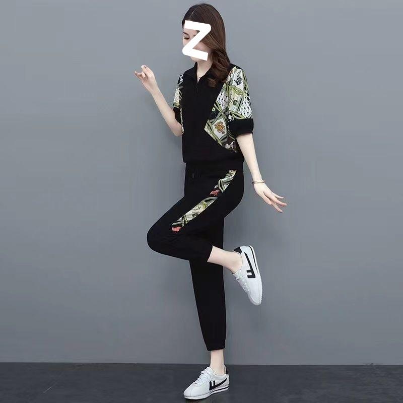 Women's Summer Korean Style Splicing Sportswear Two-piece Casual Fashion Suit for Women Twisted Silk Cotton and Linen