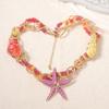 European and American fashion color ocean style retro hip-hop alloy dripping oil conch starfish personality trend women's necklace