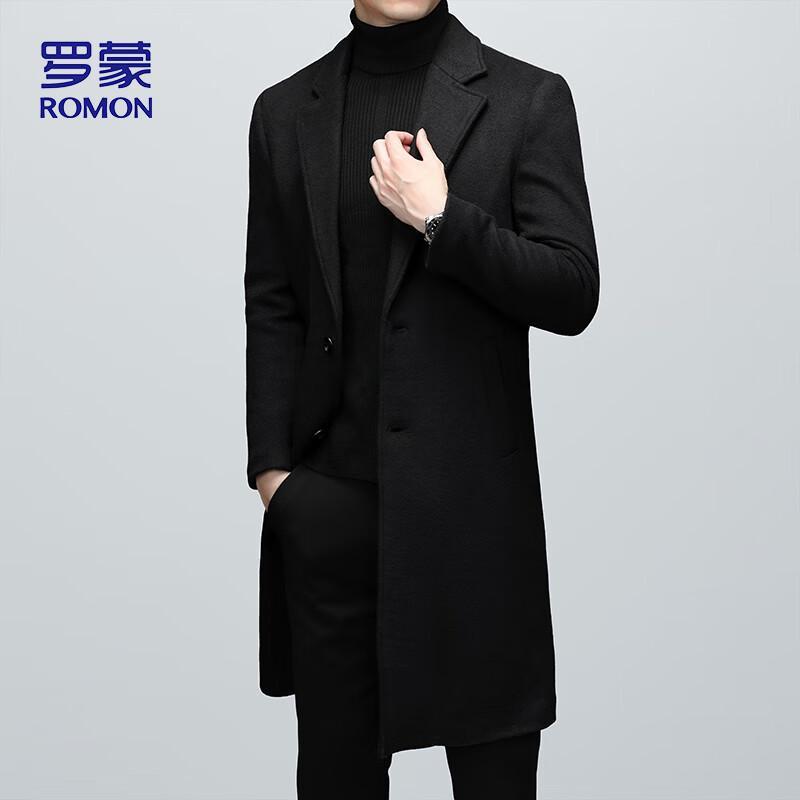 ROMON Men's Wool Blend Business Casual Trench Coat 1930