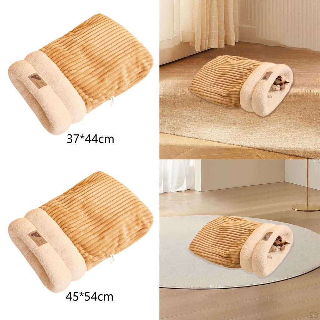 Herbst und Winter Warmes Katzenbett mit rutschfester Unterseite, waschbar, Haustier-Schlafsack, geschlossenes Nest