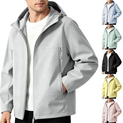 Weiche Kapuzenjacke für Herren für Outdoor-Wanderungen und Klettern, Leichter Mantel für Frühling und Herbst