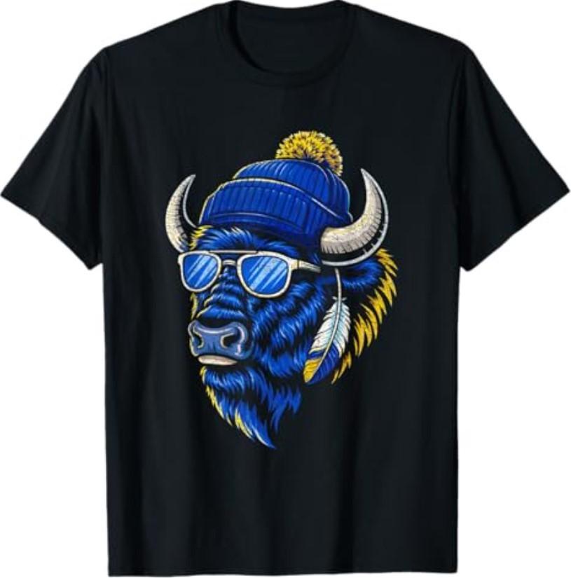 Cool Buffalo Wearing a Beanie and Sunglasses for Men Women T-Shirt S разноцветный