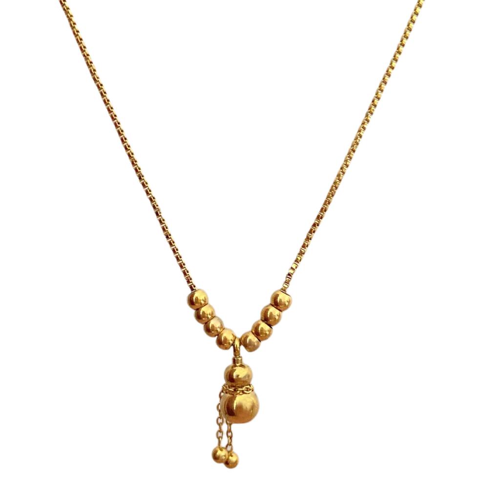 Chinese-style Vintage Pendant Necklace Stainless Steel Gold-color Plating Women's New Year Design Exquisite Simple Collar Chain