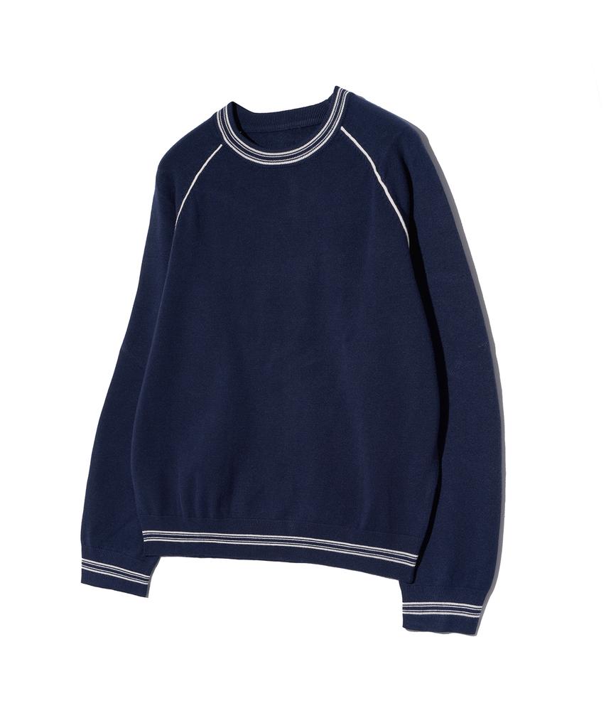 IRONYPORNO WHITELINE 86-Iroj361 Color Line Point Long Sleeve Knit Blue