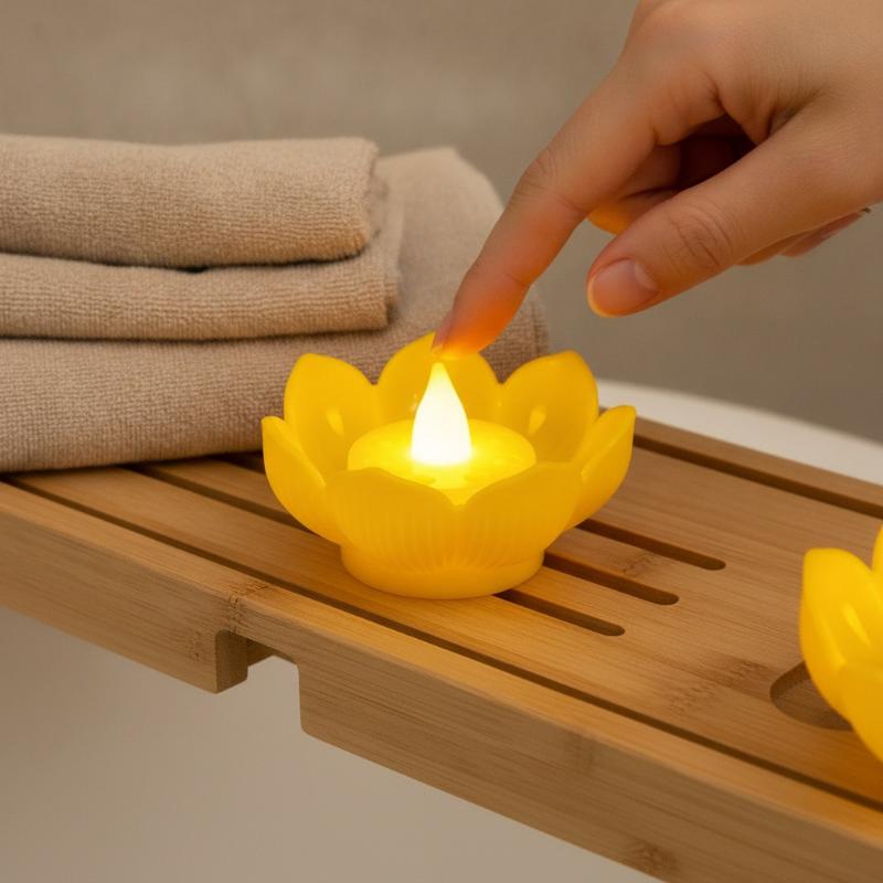 Simulation Led Lotus Candles Flickering Flameless Battery Operated For Worship Home Festival Party Decoration