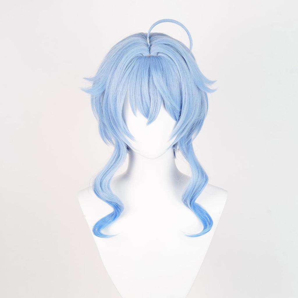 Blue Short Wig, Chignon Style, Heat-Resistant Wig, Cosplay Accessory, Wig Net Included, Perfect for Comic Market Events, Halloween, School Festivals,