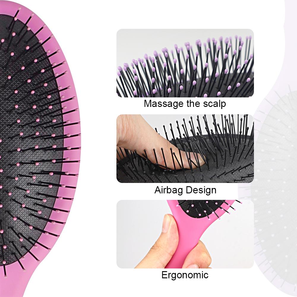 Plastic Cushion Massage Hair Brush for Detangling Anti-Knot Nylon Bristle Oval Hairbrush Volumizing Hair Styling Comb Ultra Soft Hair Brushes