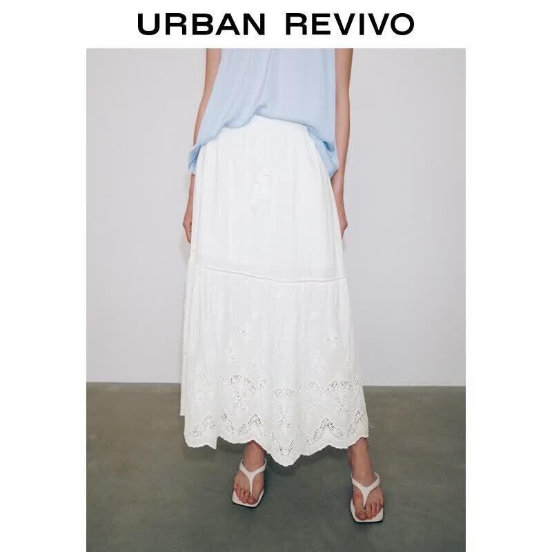 UR2026 Women s Embroidered Cotton A-Line Skirt M