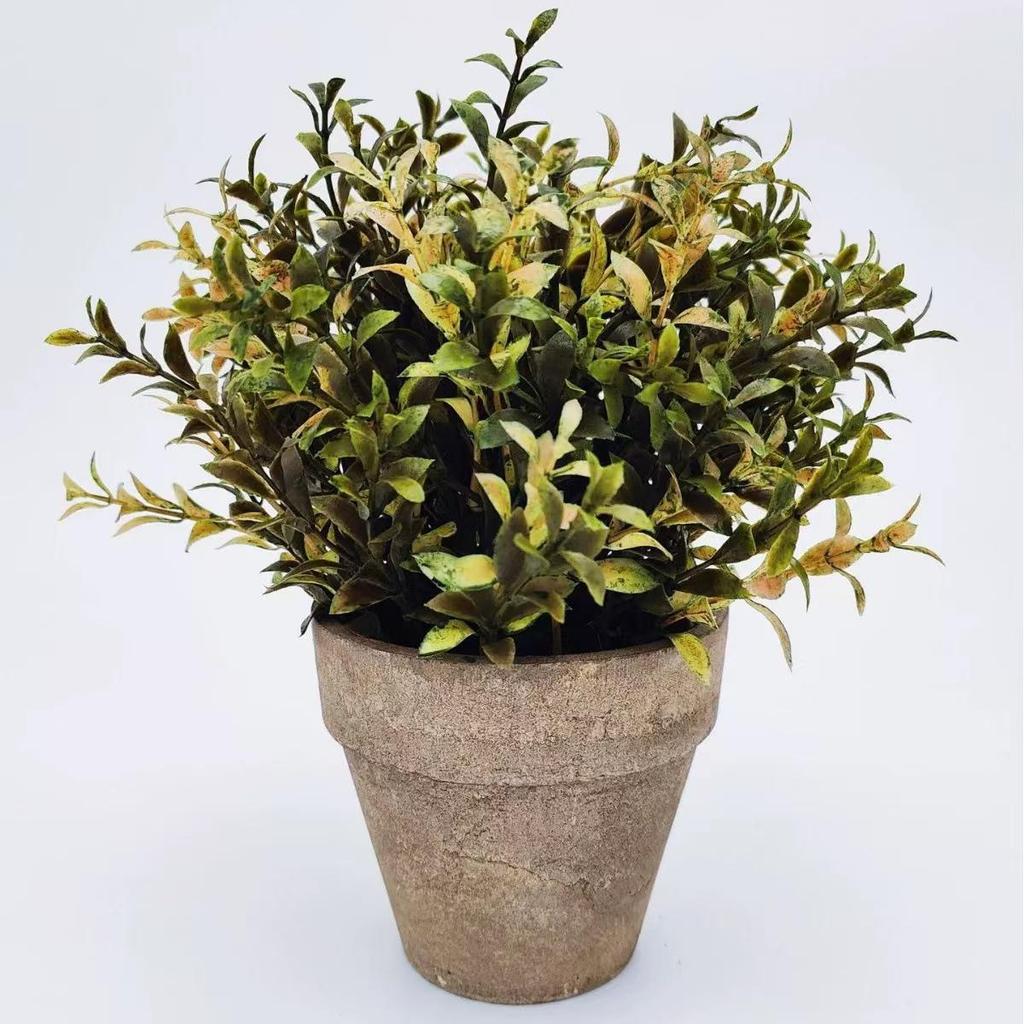 Artificial Bonsai Tree with Pot - Decorative Desktop Ornaments and Simulation Green Grass Ball for Office, Dining, or Cafe Decor.