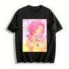 Cool Pink Hair Guy Printed T-Shirt Trendy Casual Loose Top For Teens Daily Wear Pure Cotton T-shirt