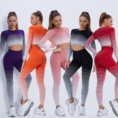 Combinaison de sport à manches longues Gradient Fitness – Tenue de yoga et de course confortable