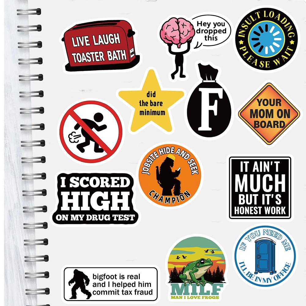 50 Stück Scherz Meme Aufkleber Harajuku Decals DIY Mode Graffiti Decals Gepäck Notizbuch Fahrrad Geschenk Handy Koffer Aufkleber