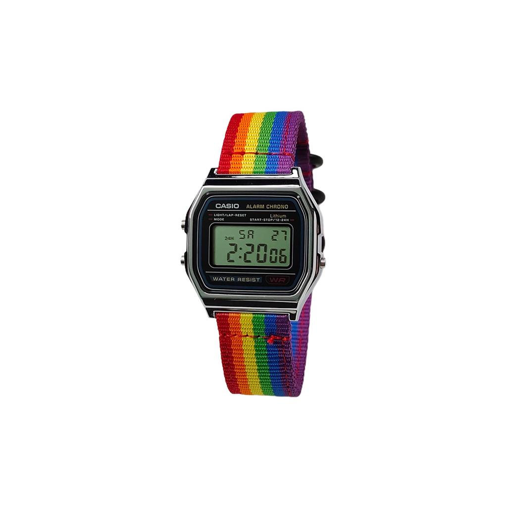 CASIO Custom Collection Quartz Movement Nylon Strap Watch Unisex Black Dial A158WA-1(Watch5--)