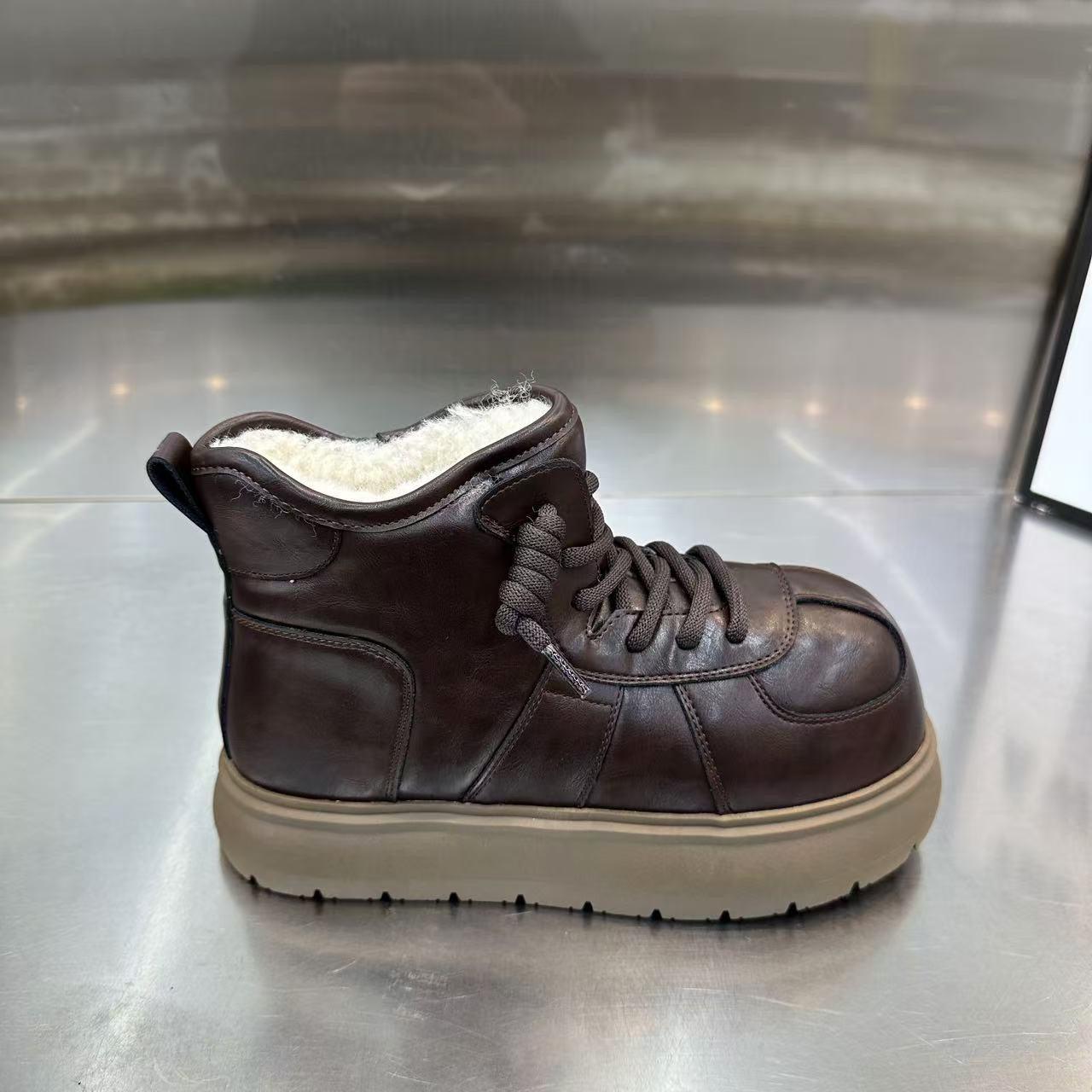 

[Fanfna] 2025 новые зимние сапоги зимние с набивным утолщением водонепроницаемые и нескользящие кабара большая голова хлопковые туфли 40 коричневый