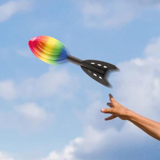 Sport Rocket Toy Portable Rainbow Color High Elasticity Flying Rocket Throwing Football for Kids