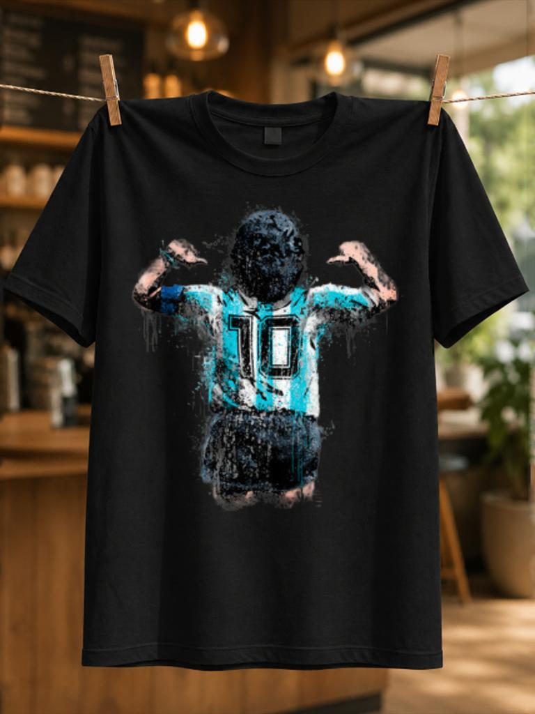 Football Number 10 Teal Player Flexing Arms With Distressed Splash Texture And Bold Athletic Icon Unisex All TShirt