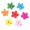 100pcs Flower Shaped Flower Wooden Button 2 Holes Sewing Button Clothing Button  Clothing Sewing