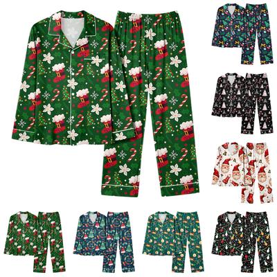 Women's Casual Fashion Christmas Print Long-Sleeve Top And Pants Homewear Set