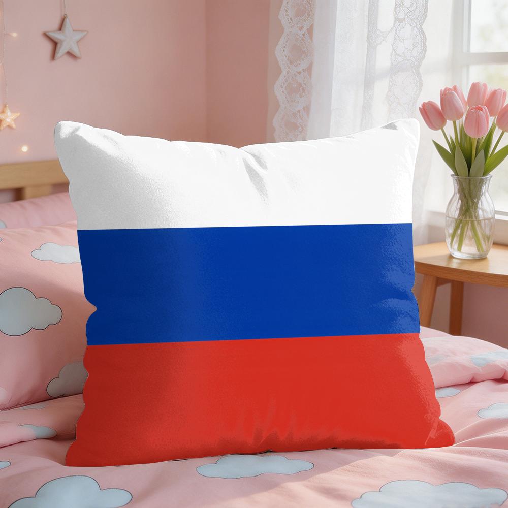 European National Flags Cushion Cover Square Short Plush Pillow Case Living Room Sofa Home Decor Funda X