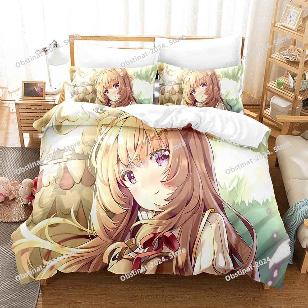 3D Cartoons The Rising Of The Shield Hero Bedding Set Printed Duvet Cover Sheet Pillowcase Soft Quilt Cover Full Queen King Size